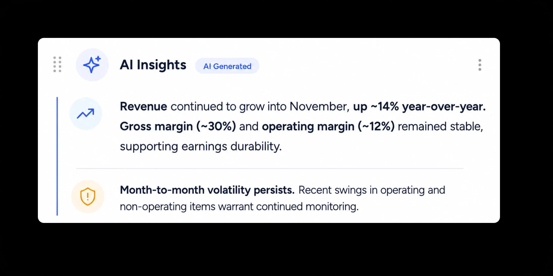 Financial statement analysis — data summary row